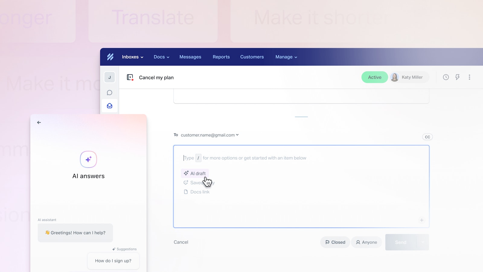 AI - Hero with Draft and Answers